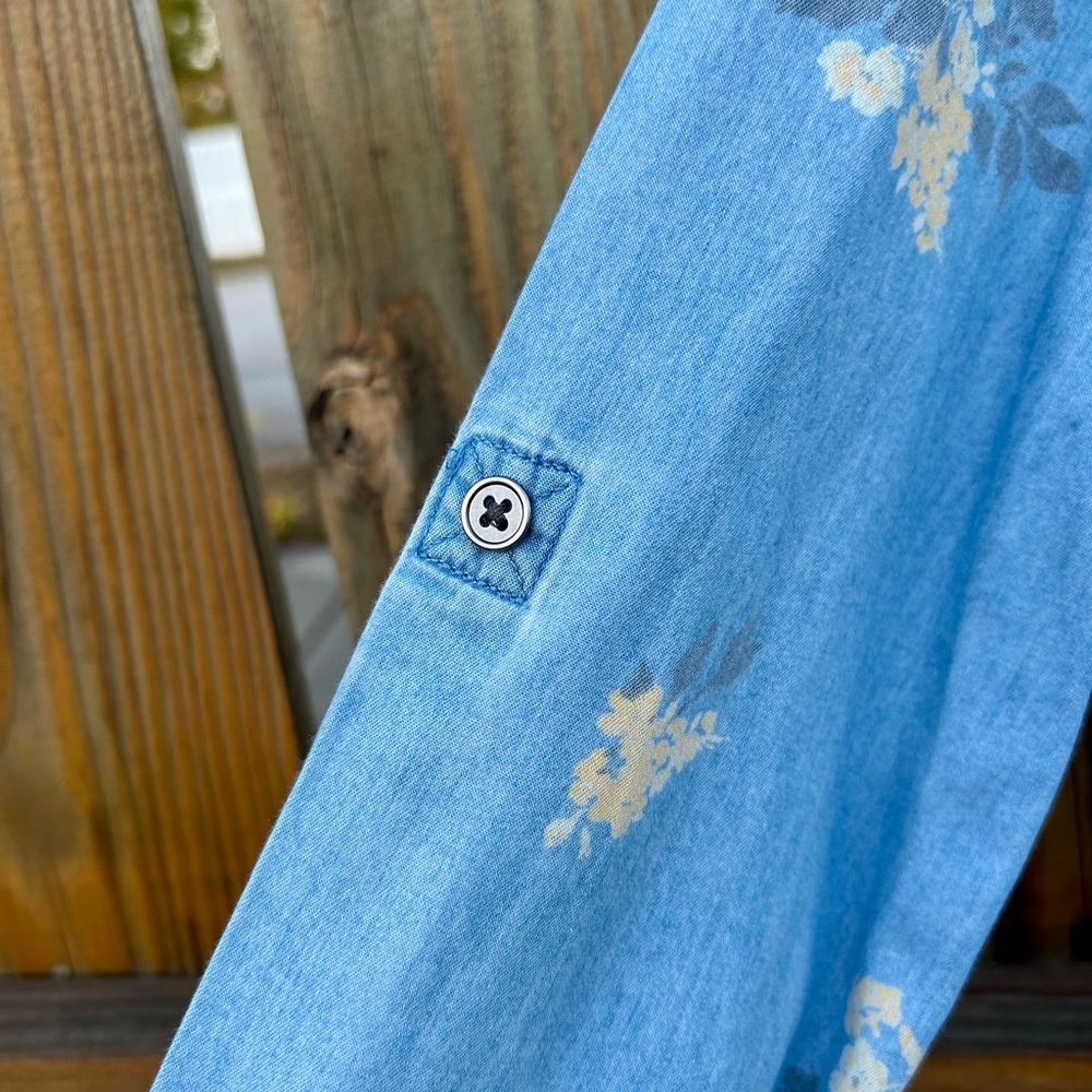 Style & Co Shirt Cottagecore Button Front Floral Shirt Sz. Medium Lightwright - Picture 5 of 11